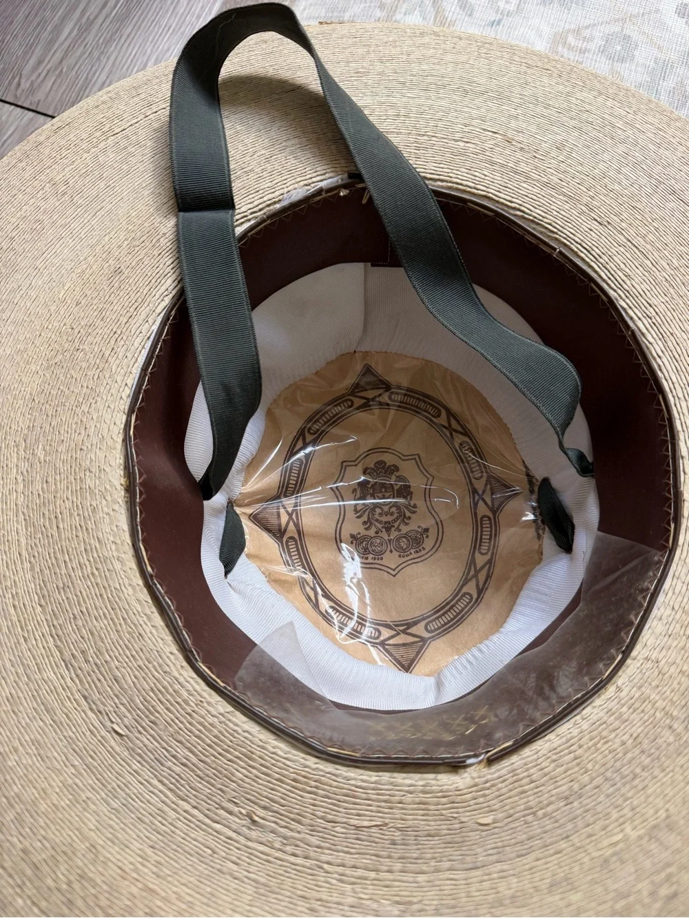Vintage Italian Straw Wide Brim Hat “Roma 1930” Black Grosgrain 6 7/8